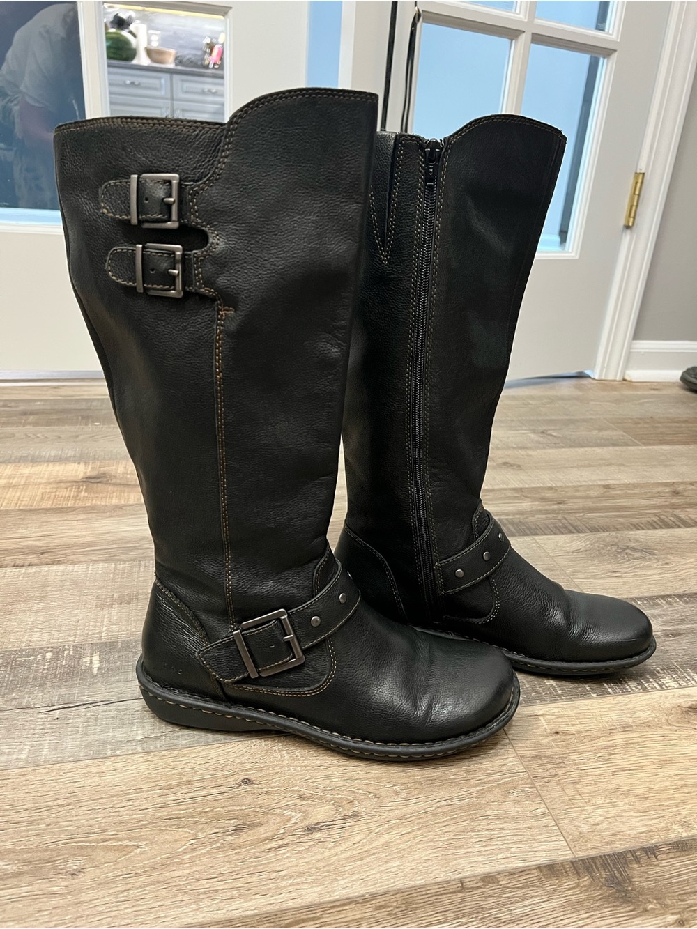 boc Black Leather Mid-Calf Buckle Oliver Riding Boots size 10M